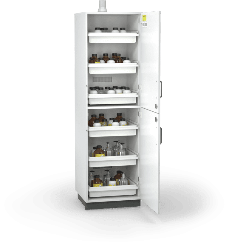 Cabinets for acids and alkalines