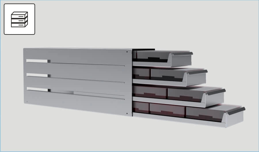 Stainless steel racks with drawers for ZLN-UT 300 and 500 freezers Lenolab